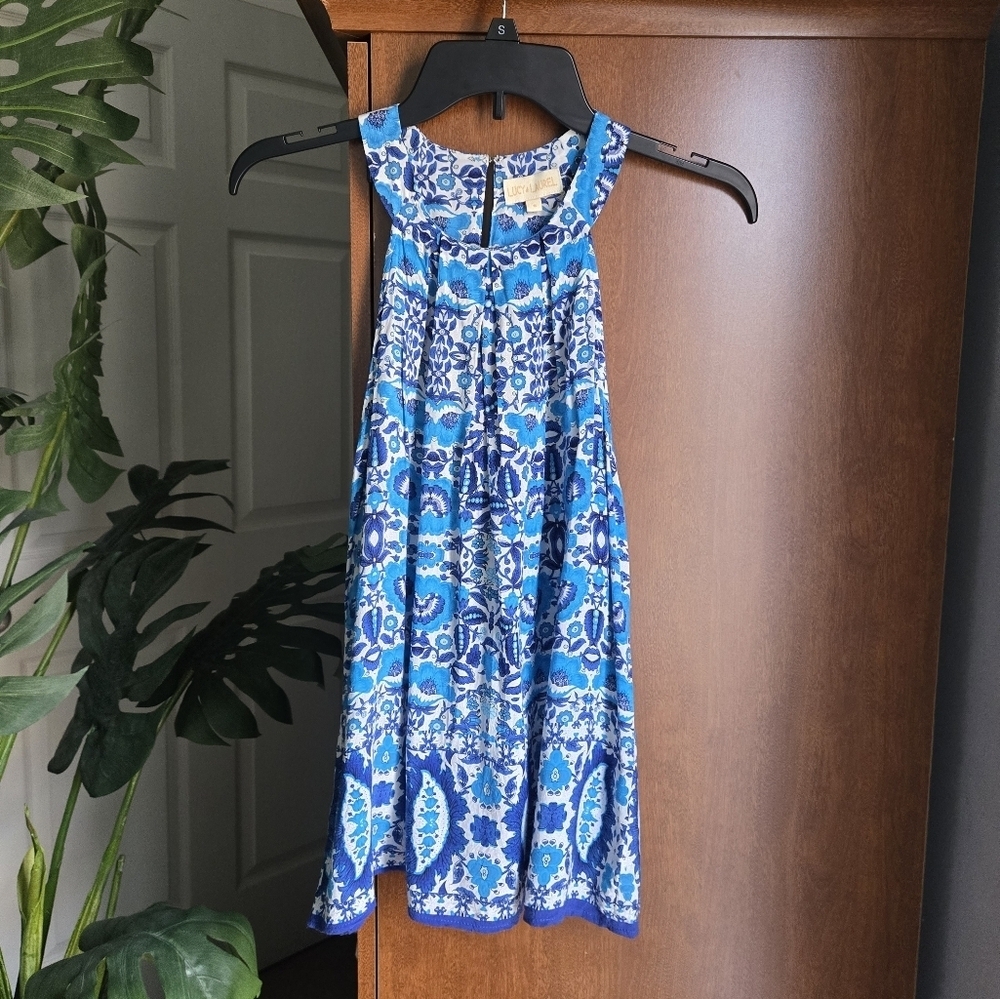 Lucy and Laurel Womens Small Tank Blue Pattern